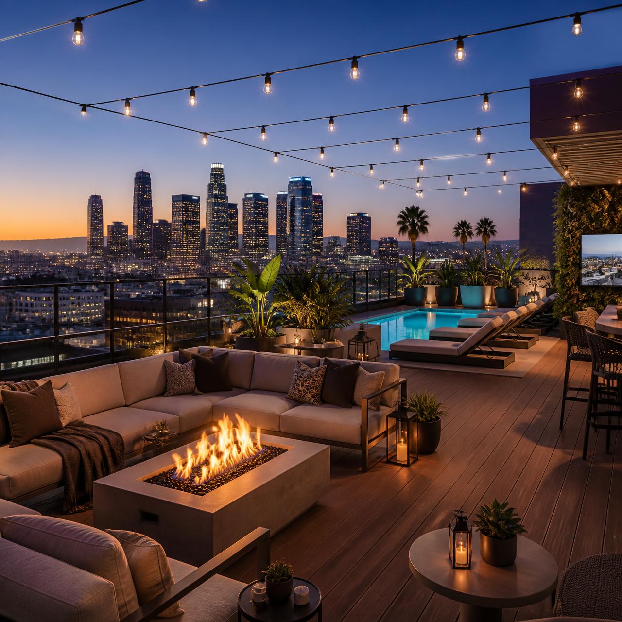 Luxury Los Angeles apartment rooftop deck